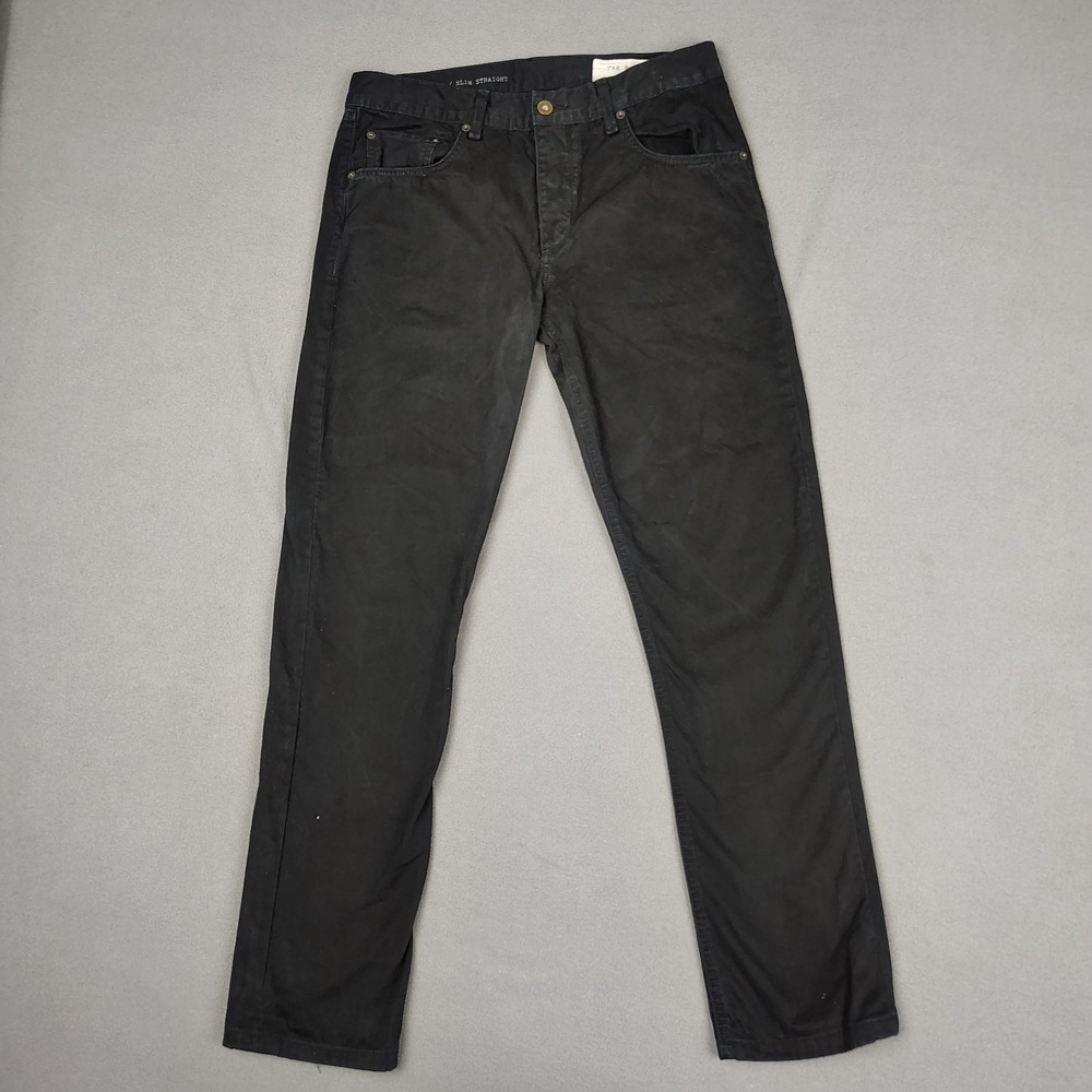 RAG & BONE Jeans Slim Straight Size 31 Brushed Black Button Fly USA‎ Made Cotton